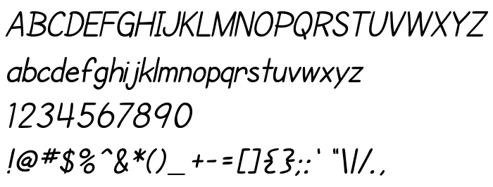 Font preview SF Cartoonist Hand Italic