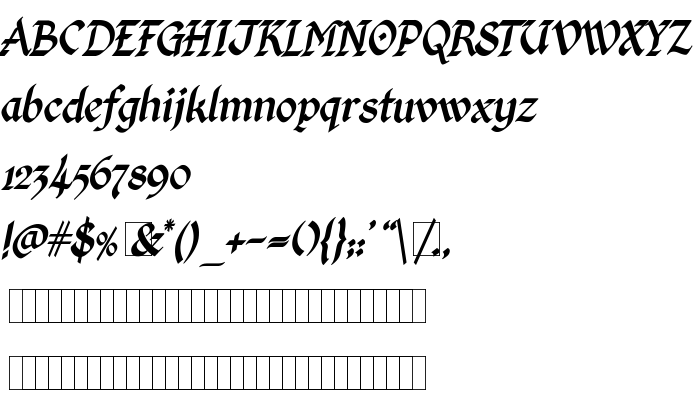 Font preview Kingthings Calligraphica Italic