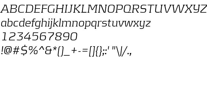 Font preview Kontrapunkt Light Italic