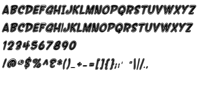 Font preview SF Wonder Comic Inline Italic