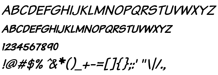 Font preview Komika Text Kaps Italic