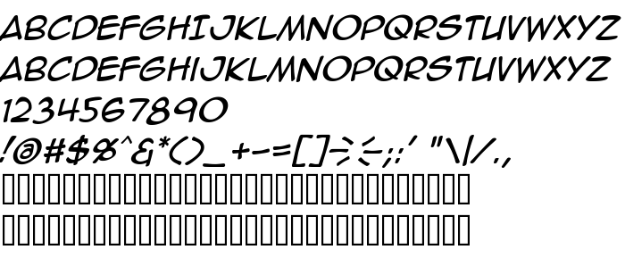 Font preview Anime Ace 2.0 BB Italic