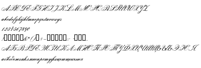 Font preview Gloria script