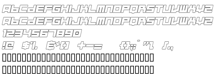 Font preview Almanaque Outline Italic