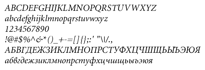 Font preview Miniature Italic
